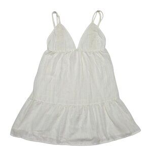 Xhilaration Dress Womens Medium Cream‎ Sheer Babydoll Mini Y2K Boho Cottagecore